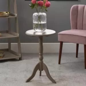 Taupe Pine Wood Round Pedestal Table K/D