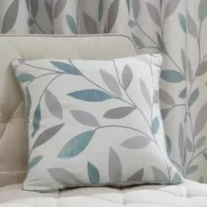 Beechwood Leaf Trail 100% Cotton Filled Cushion, Duck Egg, 43 x 43cm - Fusion
