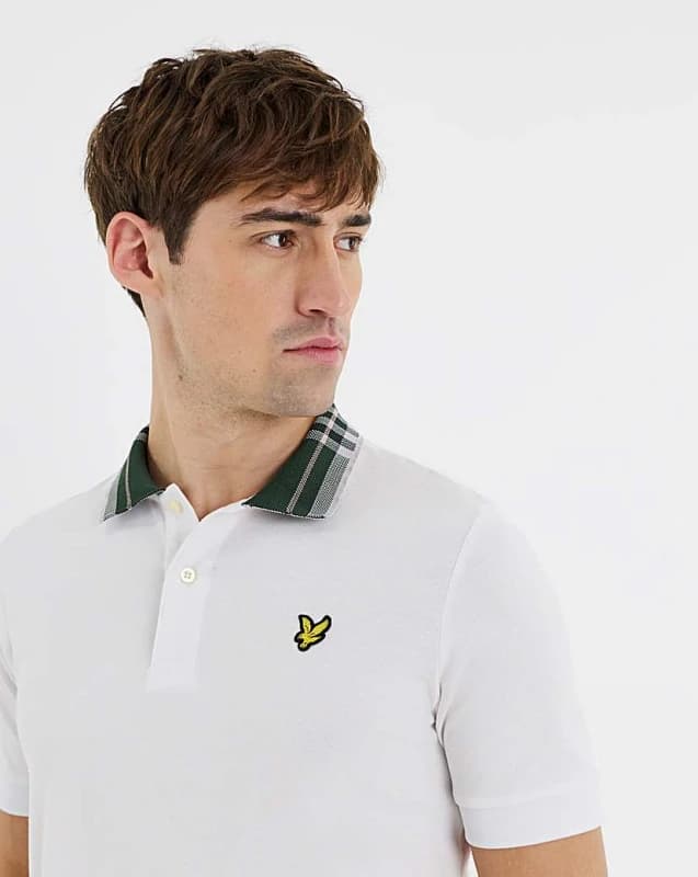 Lyle & Scott Lyle & Scott Tartan Collar Polo Shirt White - Lyle & Scott - Size: XL White Male XL LC04803