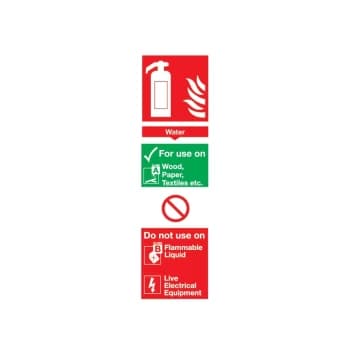 Water Fire Extinguisher Rigid PVC Sign - 100 X 300MM