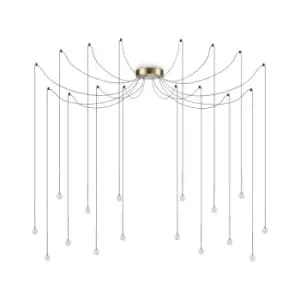 LUCCIOLA 16 Light LED Cluster Pendant Ceiling Light Brass, 3000K, Non-Dim