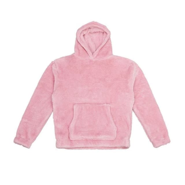 Brand Lab Mens Fluffy Fleece Hoodie in Baby Pink Size: Small Baby Pink Male S