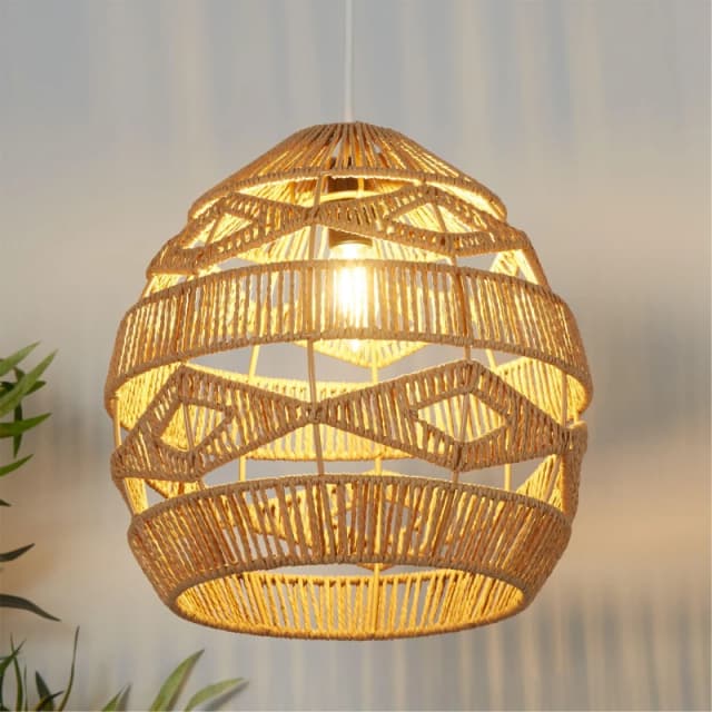 Lighting Collection Woven Easy Fit Pendant, Brown 701858