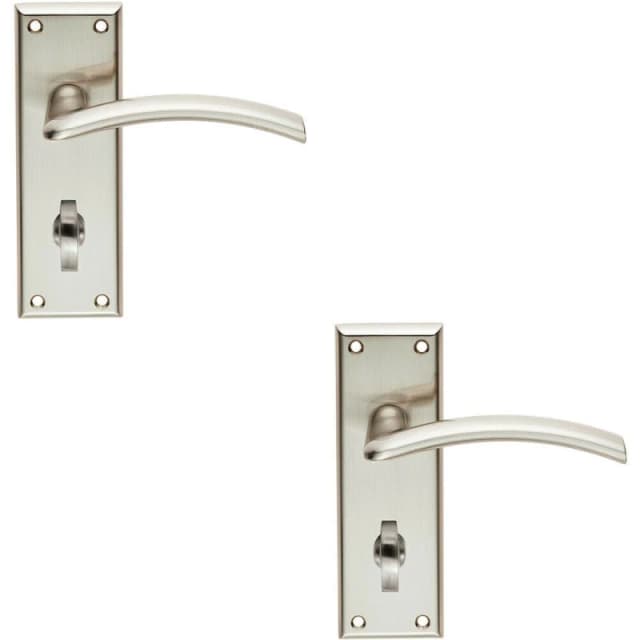 Loops 2x PAIR Arched Lever on Bathroom Backplate Door Handle 150 x 50mm Satin Nickel Metallics