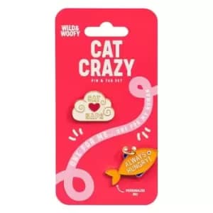 Wild and Woofy Pin & Pet Tag Set - Cat - Black