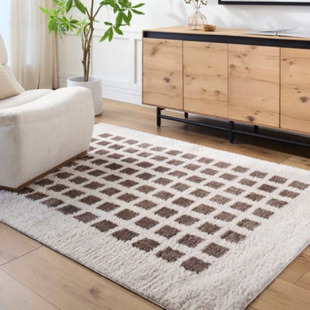 Livabliss Machine Washable Modern Shaggy Dark Brown Laurine Area Rug 160 X 213cm - Easy Care, Non Shedding, Ideal For Living Room & Bedroom