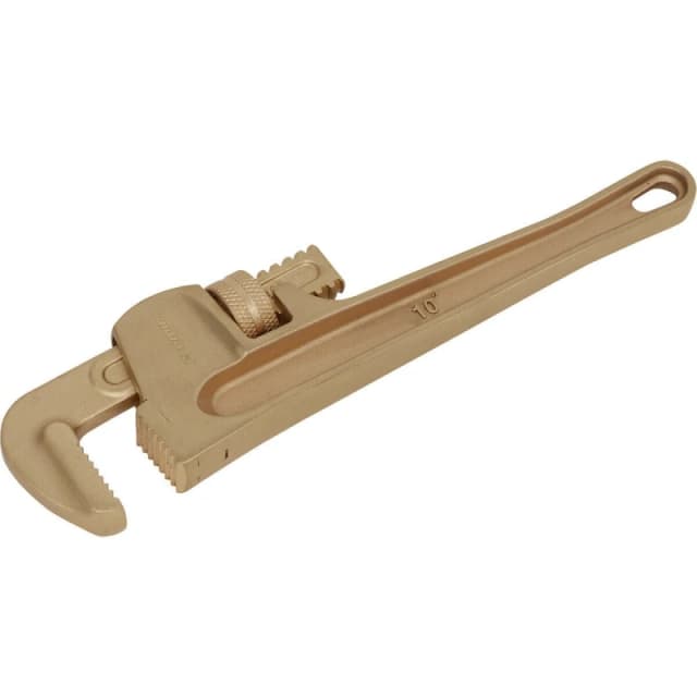 Loops 250mm Non-Sparking Adjustable Pipe Wrench - 45mm Jaw Capacity - Beryllium Copper Copper