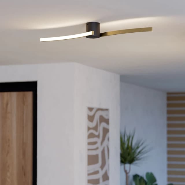 EGLO Eglo Aieta Black & Brushed Brass Minimalist Ceiling Light in Brown Brown One Size Unisex 9008606316106
