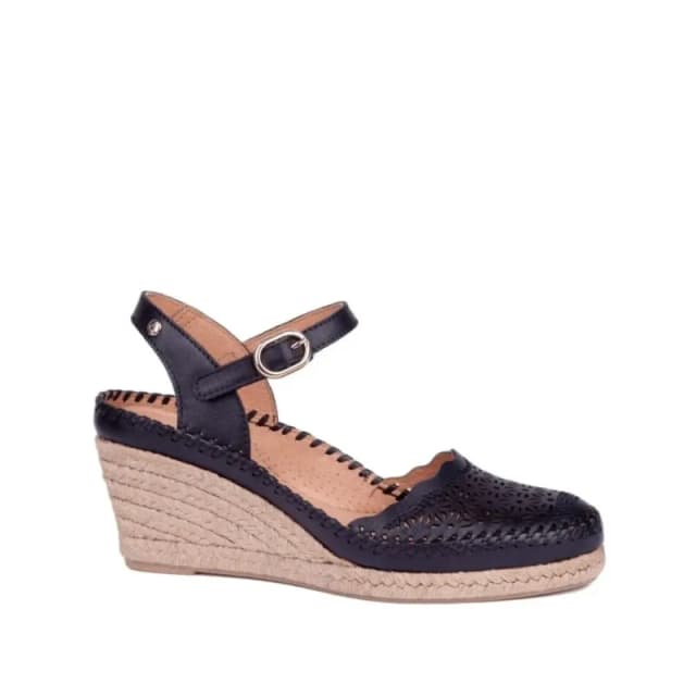 Pikolinos Vila W9Y Leather Womens Heels Sandals - Black - Size:UK 7-7.5