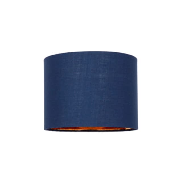 Happy Homewares Modern Navy Blue Cotton Fabric Small 8 Lamp Shade With Shiny Copper Inner