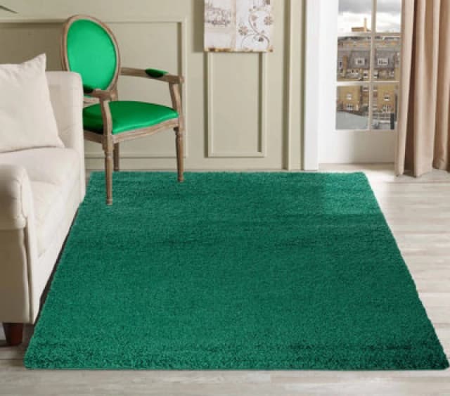 Desire Rugs Plain Living Room Shaggy Area Rugs Emerald 120X170 Cm