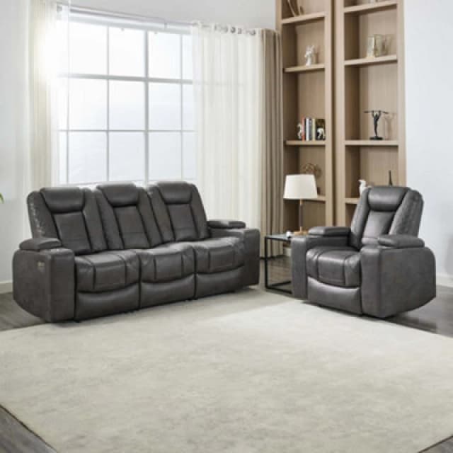 More4Homes Ashton 1+3 Seater Fabric Auto Recliner Sofa Set Grey