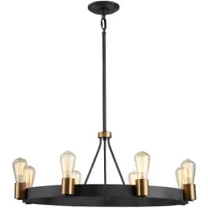 Elstead Quintessentiale - Quintiesse Hinkley Silas Cylindrical Pendant Ceiling Light Aged Zinc & Heritage Brass