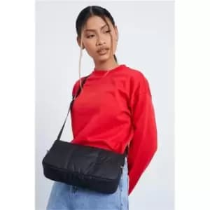 I Saw It First Black Quilted Nylon Shoulder Bag - Black