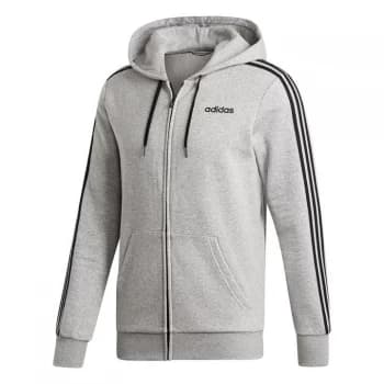 adidas 3 Stripe Zip Fleece Hoodie Mens - Grey/Black