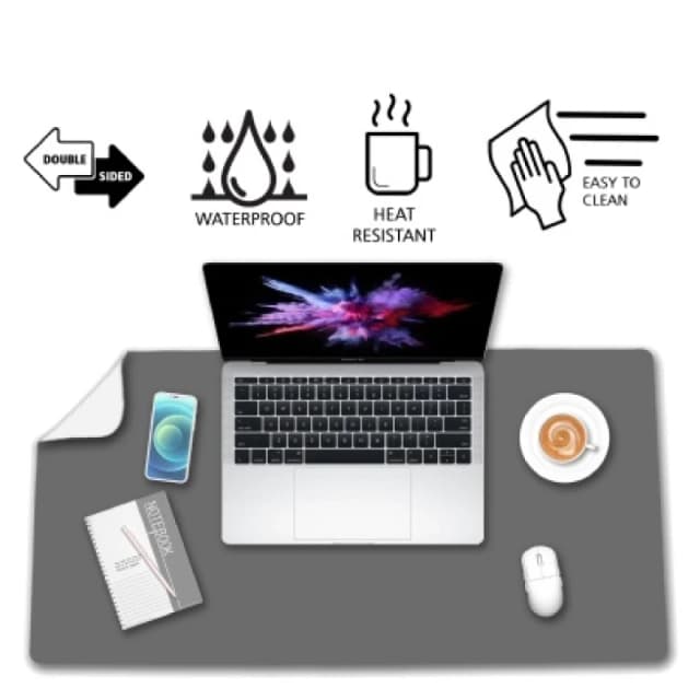 ValueX Deflecto PVC Desk Mat 80x40cm Dual Colour Grey/White - DM8040G/W DM8040G/W