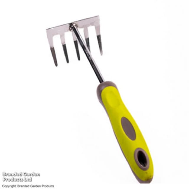 Garden Gear Stainless Steel Hand Rake For Gardening, Ergonomic Handle