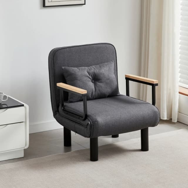 MCC Direct 4 in 1 Folding Single Sofa Bed Convertible Lounge Sleeper Chair with Adjustable Backrest & Large Cushion Grey Grey Unisex