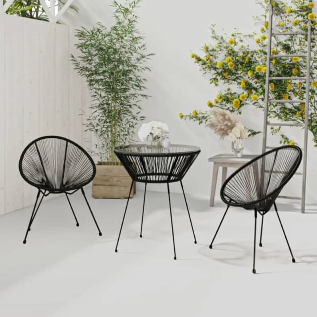 VIDAXL 3 Piece Garden Dining Set Black Vidaxl 8720286724316