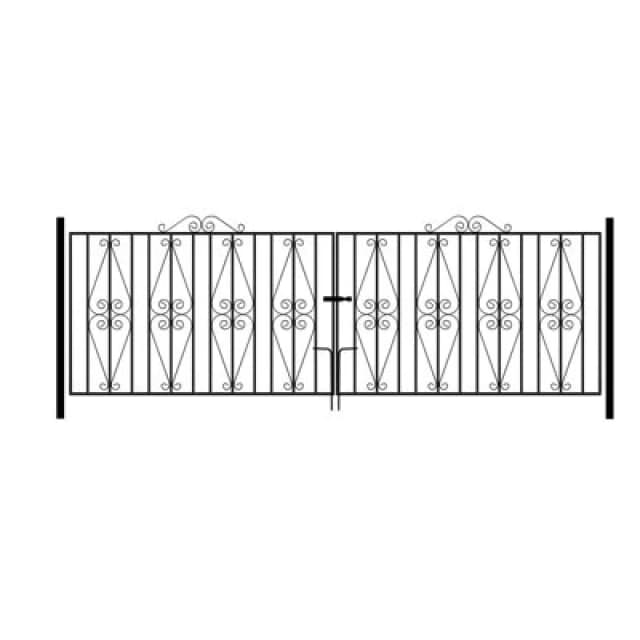Burbage Iron Craft Stira Metal Scroll Driveway Gate 3353mm Gap X 914mm High St22Zp