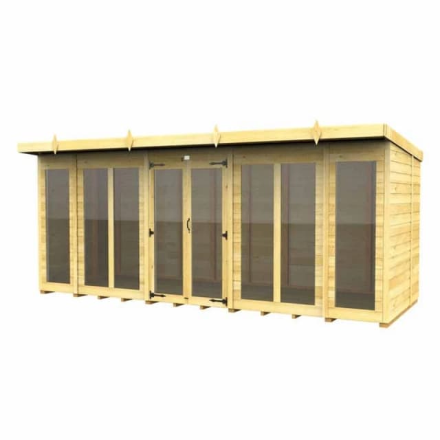Buttercup Farm 16x6 ft Pent Summer House (Full Height Window) - L178 x W474 x H201cm in Brown Brown Unisex