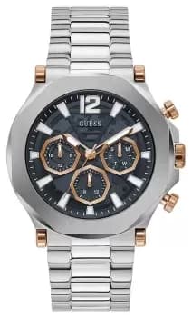 Guess GW0539G1 Mens Blue Transparent Dial Stainless Steel Watch