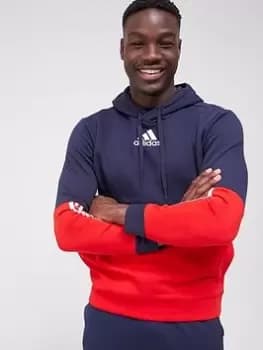 adidas Colourblock Hoodie - Navy/White/Red, Navy/White/Red Size XL Men