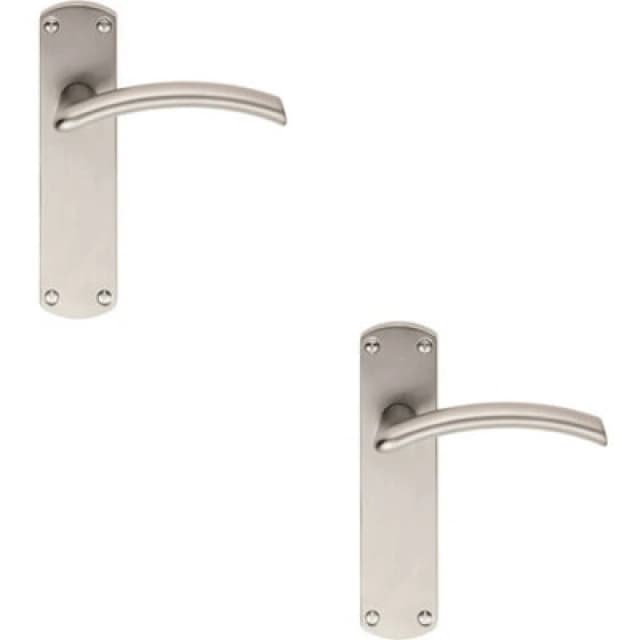 Loops 2x Arched Lever on Latch Backplate Door Handle 170 x 42mm Satin Chrome Multi