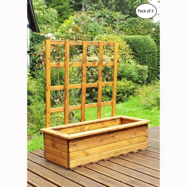 Charles Taylor Multi Pack of 3 - Extra Large Kensington Planter - Wood in Light Brown Light Brown Unisex