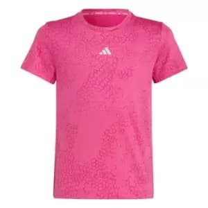 adidas Running AEROREADY 3-Stripes Allover Print T-Shirt - Semi Lucid Fuchsia / Carbon /