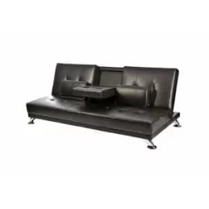 Indiana Three Seater Black Cup Holder Sofa Bed