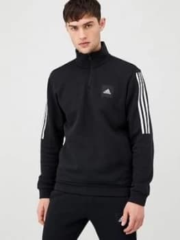 Adidas 3 Stripe 1/4 Zip Sweatshirt - Black
