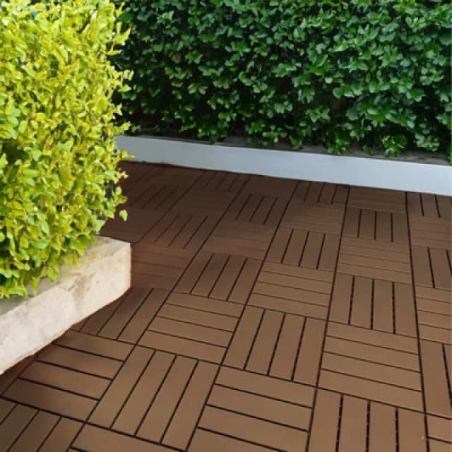 OSeasons Polydeck (Pack Of 12) Woodgrain-Effect 30X30Cm Decking Tiles In Brown