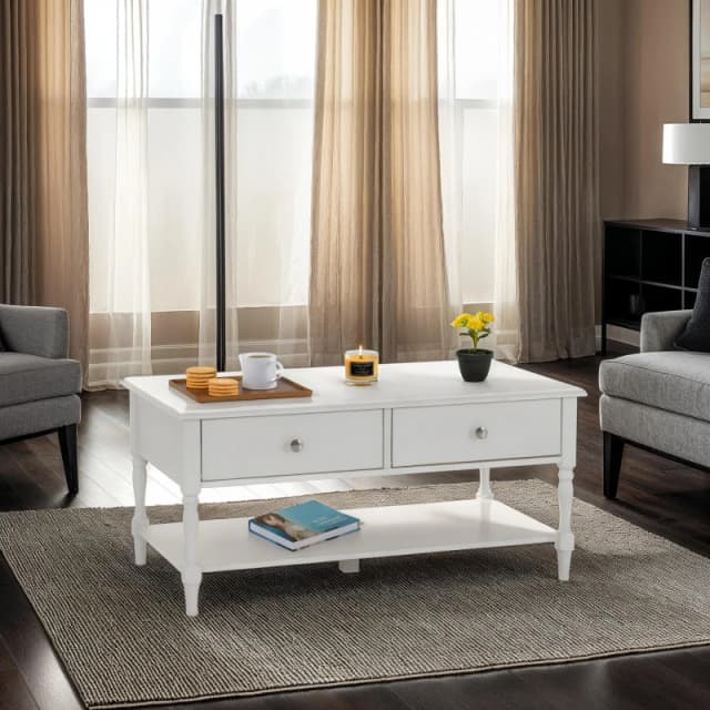 Seconique Stratford 2 Drawer Coffee Table - White 300-301-095