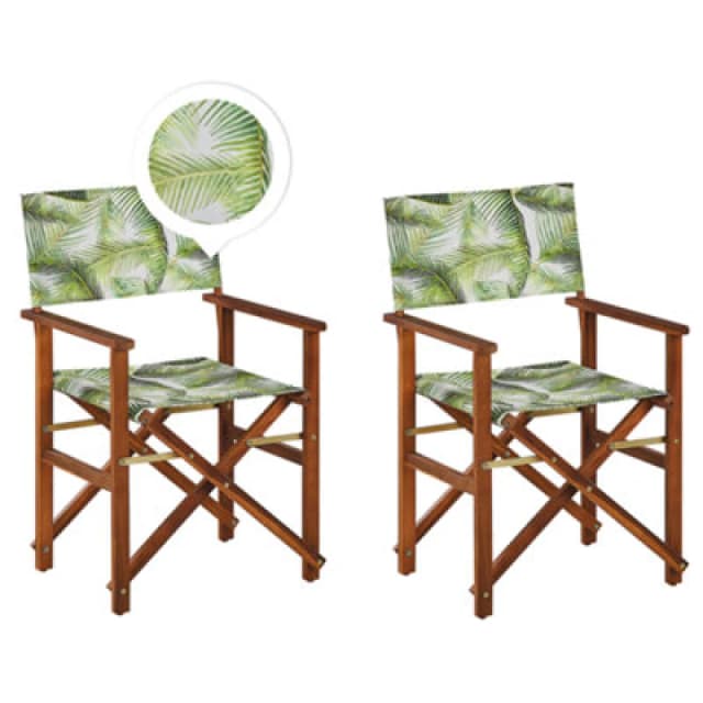 Beliani Set Of 2 Garden Chairs Cine Acacia Wood Light Green