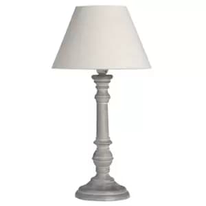 Grey Washed Wood Table Lamp with Natural Shade