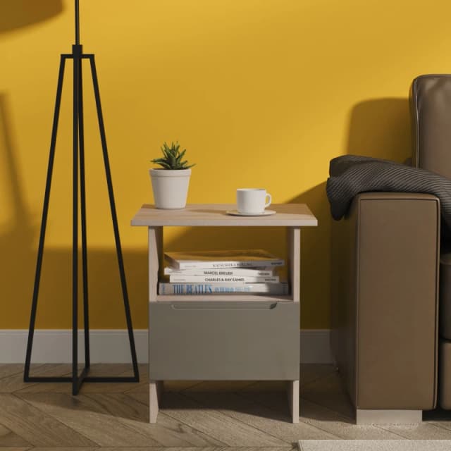 Ready Assembled 2 U Lucca Bottom Drawer Lamp Table (Ready Assembled) in Grey Grey Unisex