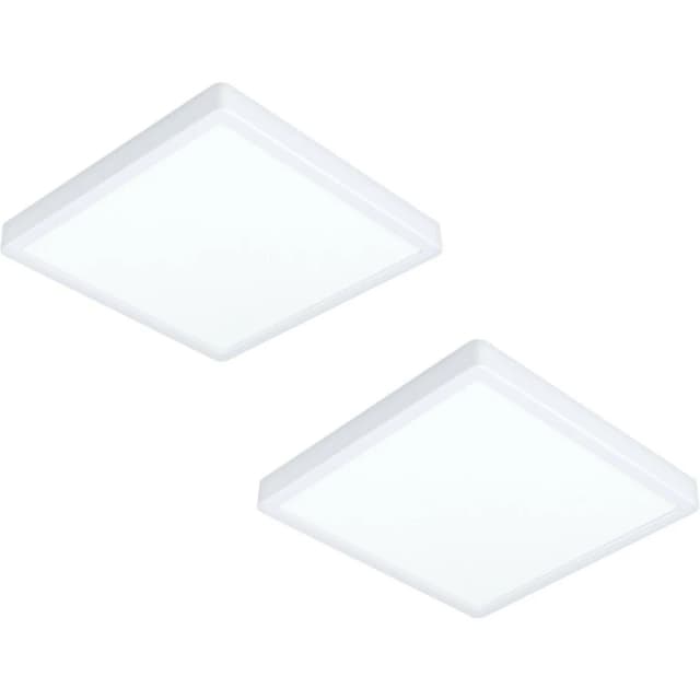 Loops 2 PACK Wall Flush Ceiling Light White Shade Square White Plastic LED 20W Incl White