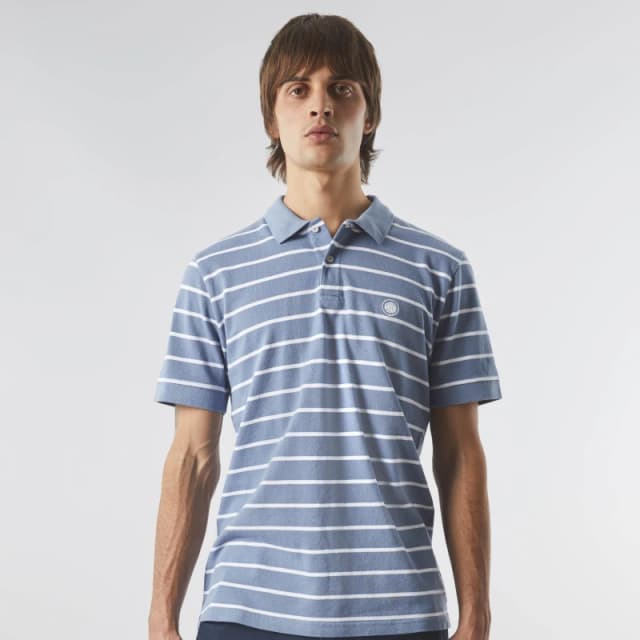 Pretty Green Orion Striped Polo Shirt - Blue Blue XS