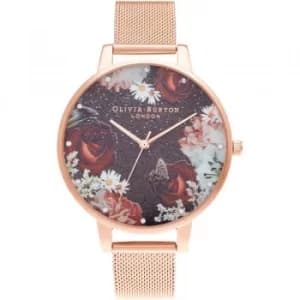 Olivia Burton Winter Blooms Big Dial Rose Gold Mesh Watch