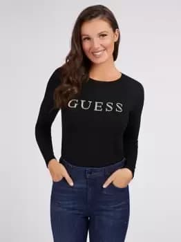 Guess Rhinestones Front Logo Sweater