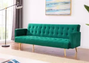 Windsor Velvet Sofa Bed with Metal Gold Legs