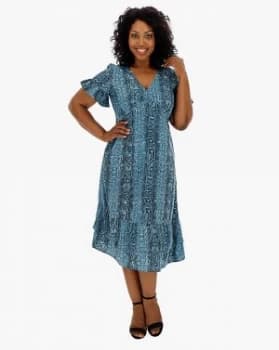 Junarose Animal Print Ruffle Midi Dress