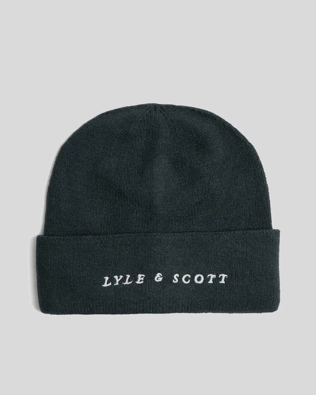 Lyle & Scott Script Logo Beanie in Navy