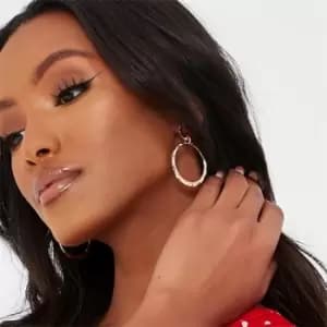 I Saw It First Gold Textured Double Hoop Earrings - Metallics