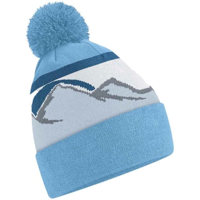 Beechfield Beechfield Men Mountain Pom Pom Beanie in Light Blue Light Blue One Size Male 5063470698158