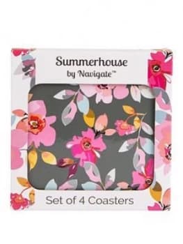 Summerhouse By Navigate Gardenia Grey Floral Coasters - Set Of 4