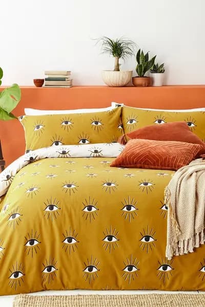 Furn Theia Abstract Eye Duvet Cover Set Yellow