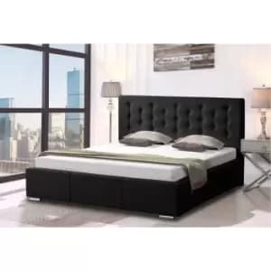 Pinia Bed Small Double Plush Velvet Black