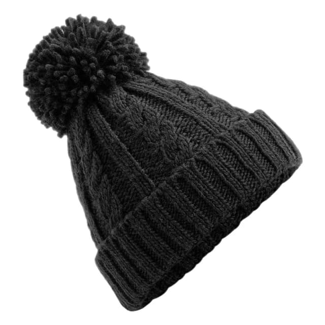 Beechfield Beechfield Men Cable Knit Melange Beanie in Black One Size Male 5063377408607
